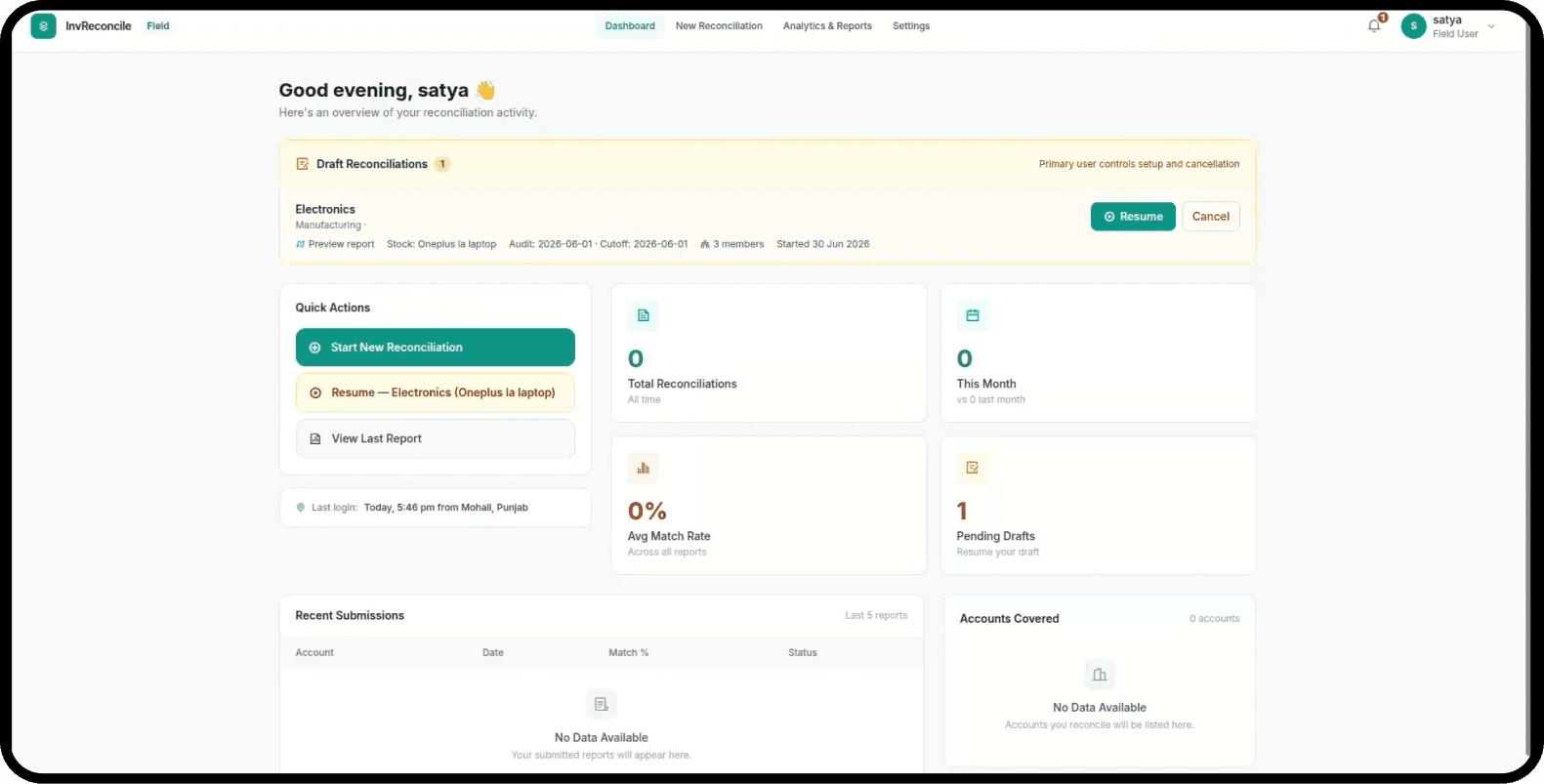 StockSense inventory audit dashboard